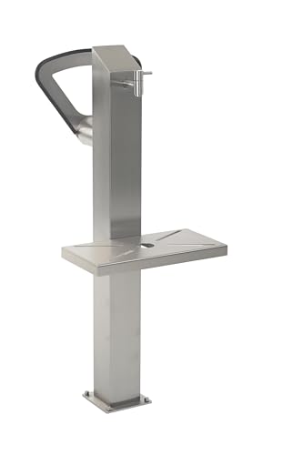 HISKA Wassersäule Wasserspender Wasserzapfsäule Edelstahl | Schlauchhalterung | Gartenwasserhahn | Wasserverteiler mit Erdspieß | Wasserstelle Garten (Trinkwasser/Erdspieß) von HISKA