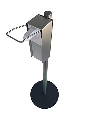 Mobile Hygienestation HS-100 für z.B Desinfektionsmittel oder Handpflegeprodukte | 500ml Behälter | Sockel Grau Aluminium von HISKA