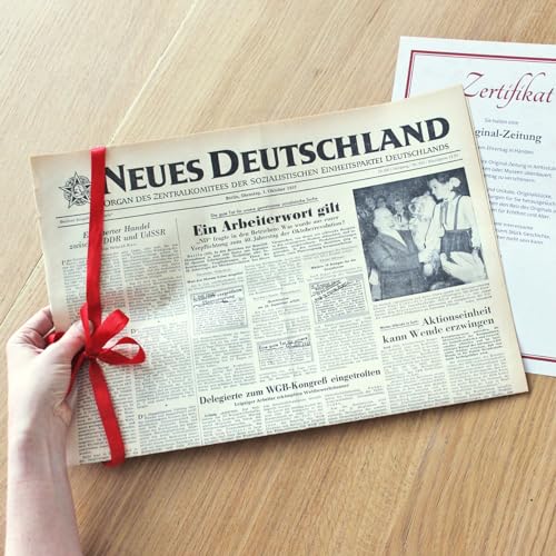 Original-Zeitung aus der ehemaligen DDR vom Tag der Geburt 1951 - historische DDR-Zeitung als Geschenkidee von Historia