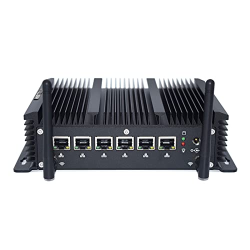 HISTTON Fanless PC, Fanless Firewall Appliance, Core i5-8265U DDR4 16GB RAM 128GB SSD, 6 x 2,5GbE Ethernet für Network Gateway Router, Unterstützung von AES-NI, OPNsense, Ubuntu, ClearOS, RJ45/DB9COM von HISTTON