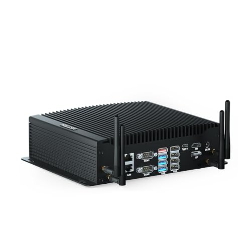 HISTTON Lüfterlos Industrie Mini-PC Core i5-10210U, 16GB RAM 128GB M2. SSD, RS232/485 COM, HD+DP+Typ-C 4K Triple Display, 2 LAN, 8 USB, GPIO, WLAN, BT4.2, Mini PC Windows 11 Pro, Linux/Ubuntu von HISTTON