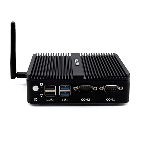 HISTTON Mini PC Lüfterlos Celeron J4125, DDR4 8GB RAM 128GB SSD, Industrie PC mit 2 RS232 COM, Dual LAN, WiFi, BT4.0, HDMI/VGA-Anschluss, Mini Desktop Computer Windows 10 Pro von HISTTON