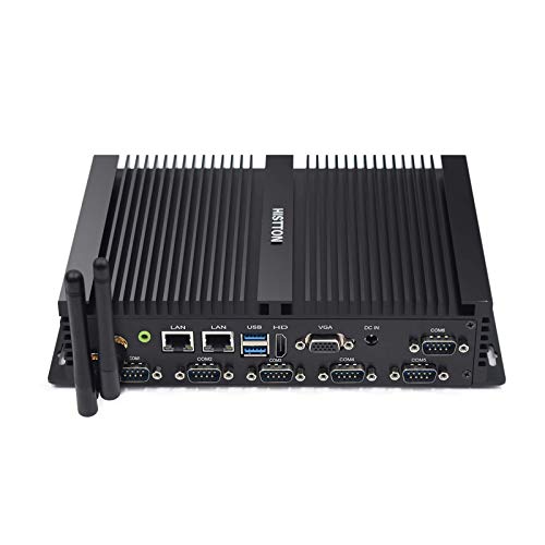 HISTTON Lüfterloser PC Industrie-PC mit Dual Core NUC i5 4200U mit Windows 10 Desktop Computer, 16GB RAM, 512GB SSD, 6 RS232 COM, 2 LAN, HDMI, VGA, WLAN, BT4.0 von HISTTON