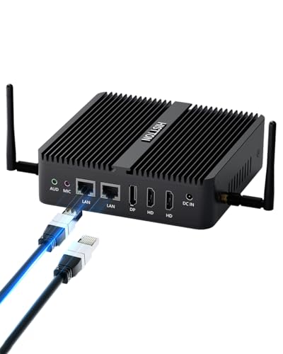 HISTTON Mini PC N100, Intel Alder Lake N100 (3.4 GHz), 8 GB DDR4 RAM 256 GB NVMe SSD, Lüfterloser Mini PC Windows 11 Pro Unterstützt WiFi6/BT5.2/USB 3.0/4K Triple Display, Dual LAN Industrie Mini PC von HISTTON