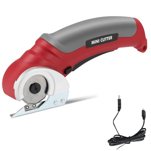 Kartonschneider Elektrisch, Elektrischer Schere mit Sicherheitsschalter, Komfortable Leichte Schere mit 240 Hüben/Min Geschwindigkeit Zum Schneiden von Leder, Karton, Teppich, Filz von HISUEKIG