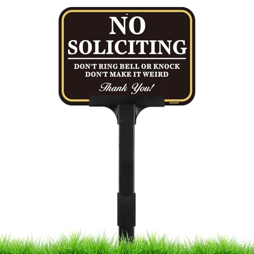 Schild "No Soliciting" für Haus mit verstellbarem Höhenpfahl, 35,6 x 25,4 cm hoch, 50 mm dick, Aluminium, tragbar, Aufschrift "No Soliciting", für Haustür und Geschäft, Plug-and-Play, gebrauchsfertig von HISVISION