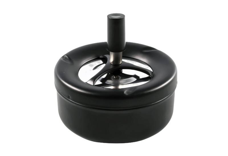 HIT Trading Aschenbecher ASCHENBECHER Ø11cm aus Edelstahl Schwarz matt Drehaschenbecher 1, Druckaschenbecher Windaschenbecher Ascher von HIT Trading