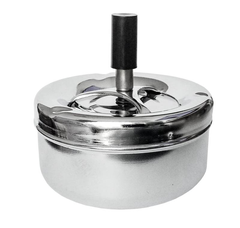 HIT Trading Aschenbecher DREHASCHENBECHER Ø11cm Chrom Aschenbecher Druckaschenbecher 79, Windaschenbecher Dreh Ascher von HIT Trading