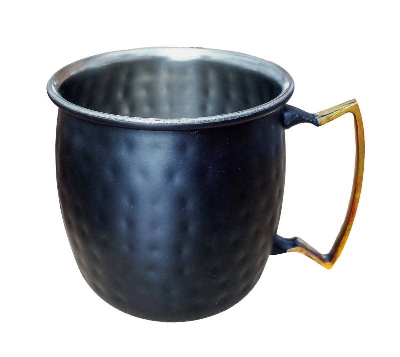 HIT Trading Becher MOSCOW MULE BECHER "Hammerschlag" 500ml aus Edelstahl Schwarz 04, Trinkbecher Kaffeebecher Trinken Kaffee Cocktail Tasse Bar von HIT Trading