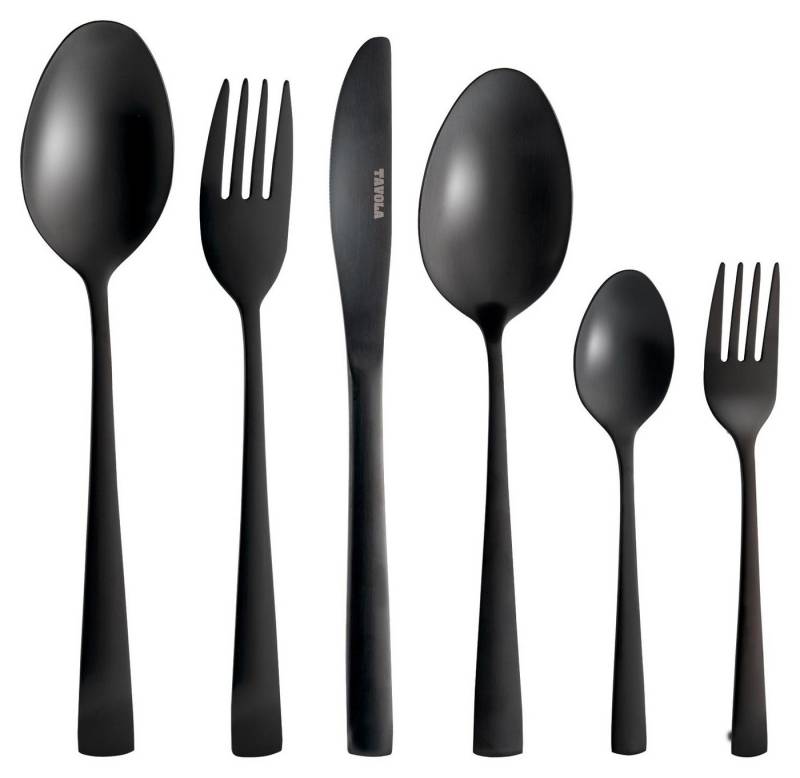 HIT Trading Besteck-Set QUEENY, Schwarz matt, Spülmaschinenfest, (42-tlg), 8 Personen, Edelstahl 18/0, Rostfrei von HIT Trading