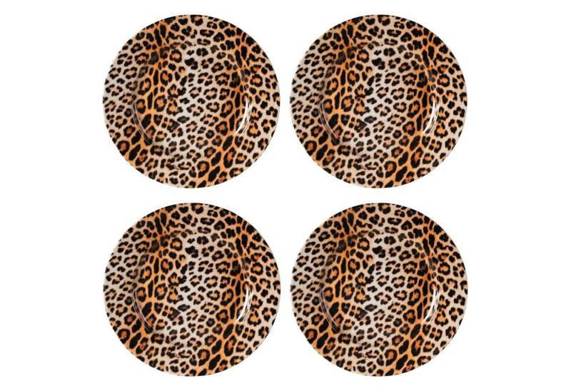 HIT Trading Dessertteller LEOPARD, Ø 21 cm, 4er Set, Braun, Schwarz, Leopardenmuster, spülmaschinenfest von HIT Trading