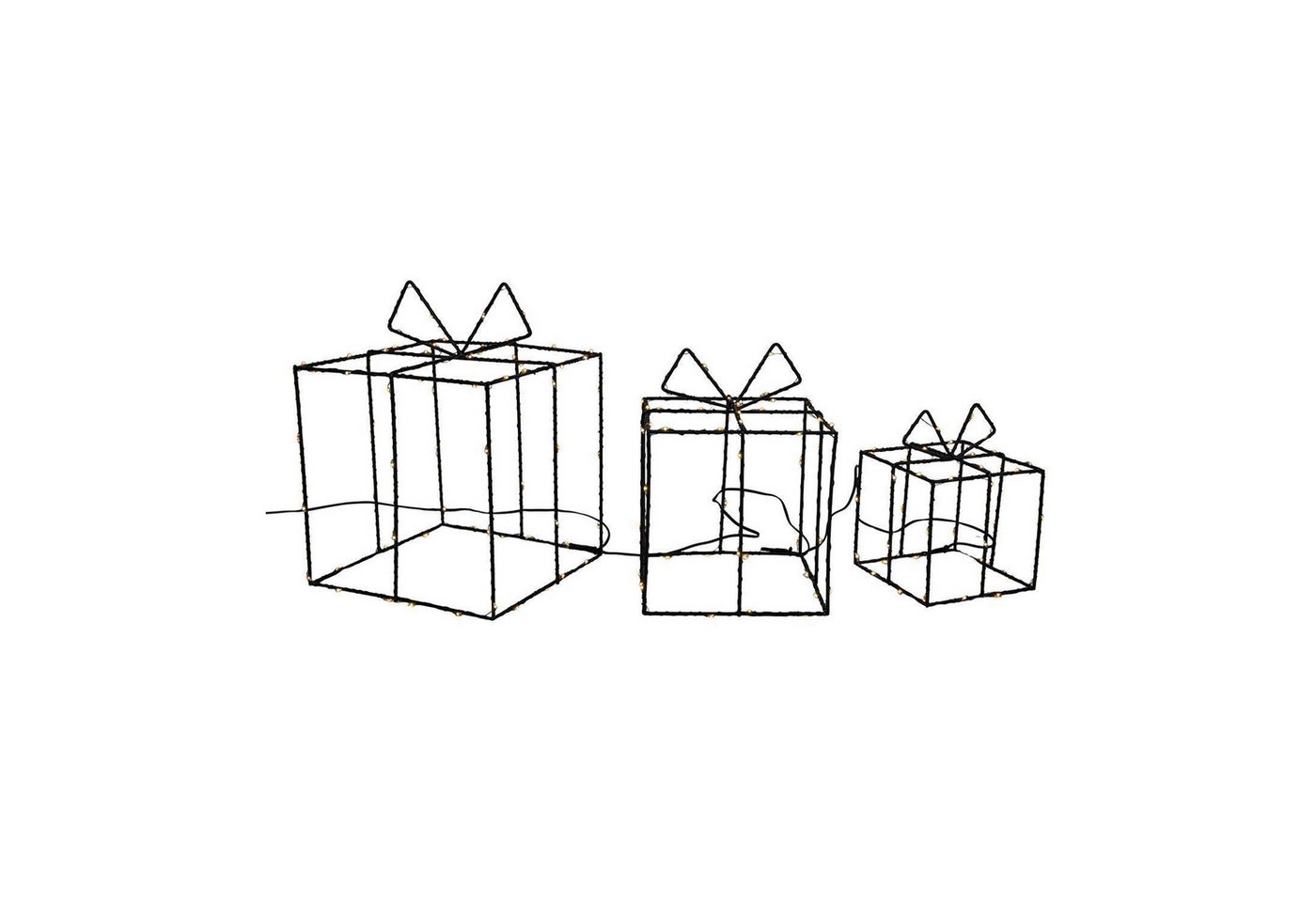 HIT Trading LED Dekoobjekt Geschenke RESI, Schwarz, Metall, Outdoorgeeignet, 3-teilig von HIT Trading