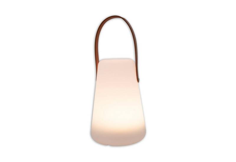HIT Trading LED Laterne RANTAN, Ø 13,5 x H 20 cm, Braun, Weiß, Kunststoff, Timerfunktion, LED fest integriert, Ledergriff, batteriebetrieben von HIT Trading