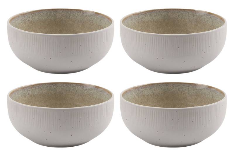 HIT Trading Müslischale TIZIANA, 4er Set, Beige, Weiß, Ø 13,7 cm, Steingut, spülmaschinengeeignet von HIT Trading