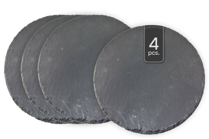 HIT Trading Platzteller Schieferplatte RILEY, Anthrazit, Ø 30 cm, Set, 4-tlg., Schiefer von HIT Trading