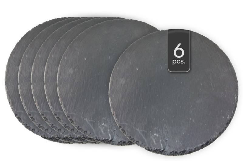 HIT Trading Platzteller Schieferplatte RILEY, Anthrazit, Ø 30 cm, Set, 6-tlg., Schiefer von HIT Trading