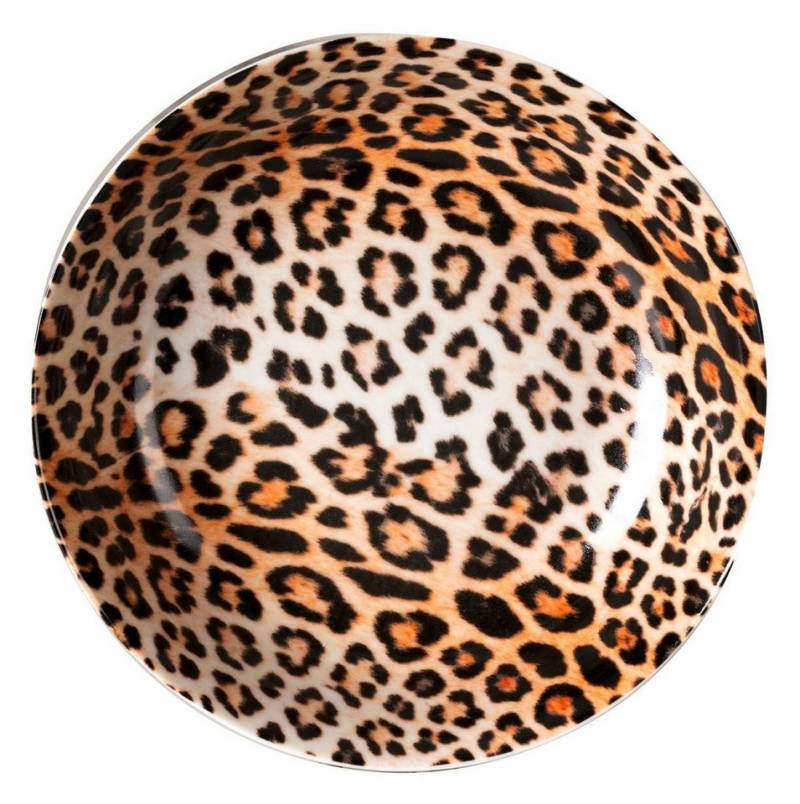 HIT Trading Speiseteller Suppenteller LEOPARD, Braun, Schwarz, Ø 20,5 cm, Leopardenmuster von HIT Trading