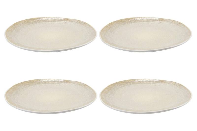 HIT Trading Speiseteller TIZIANA, 4er Set, Beige, Weiß, Ø 27 cm, Steingut von HIT Trading