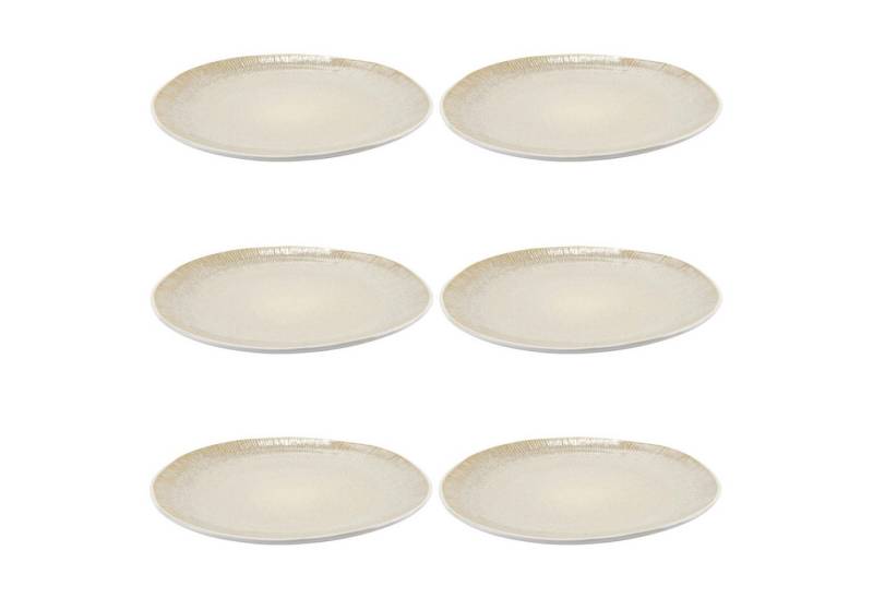 HIT Trading Speiseteller TIZIANA 6er Set, Beige, Weiß, Ø 27 cm, Steingut von HIT Trading
