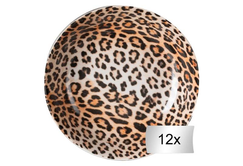 HIT Trading Suppenteller LEOPARD, Ø 21 cm, 12er Set, Braun, Schwarz, Leopardenmuster von HIT Trading