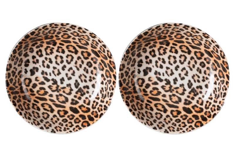 HIT Trading Suppenteller LEOPARD, Ø 21 cm, 2er Set, Braun, Schwarz, Leopardenmuster von HIT Trading
