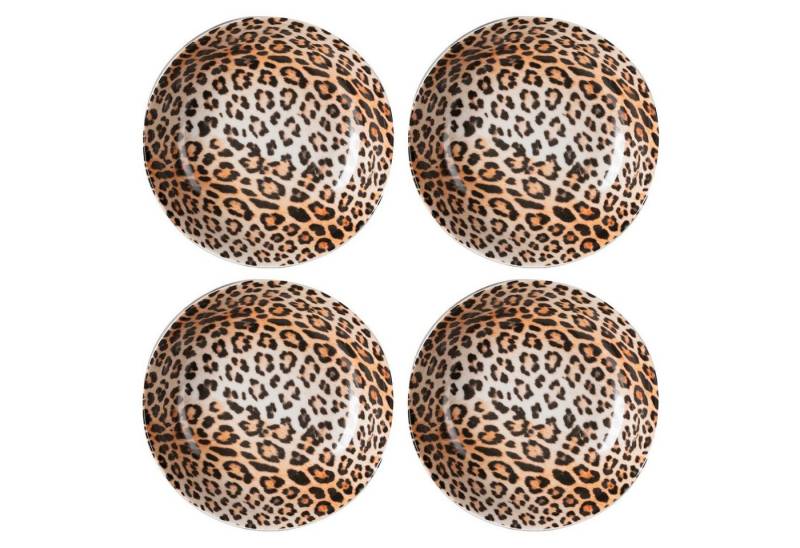 HIT Trading Suppenteller LEOPARD, Ø 21 cm, 4er Set, Braun, Schwarz, Leopardenmuster von HIT Trading