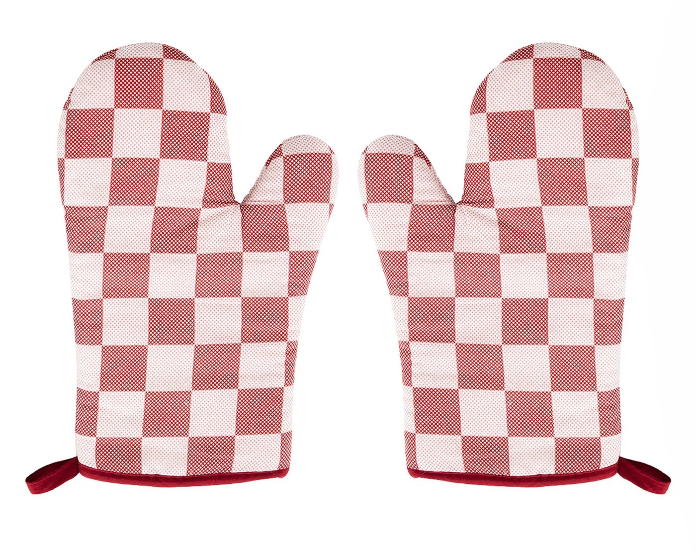 HIT Trading Topfhandschuhe TOPFHANDSCHUHE 1 Paar Karo aus 100% Baumwolle Ofenhandschuh 62 (Rot), Grillhandschuh Küchenhandschuh von HIT Trading