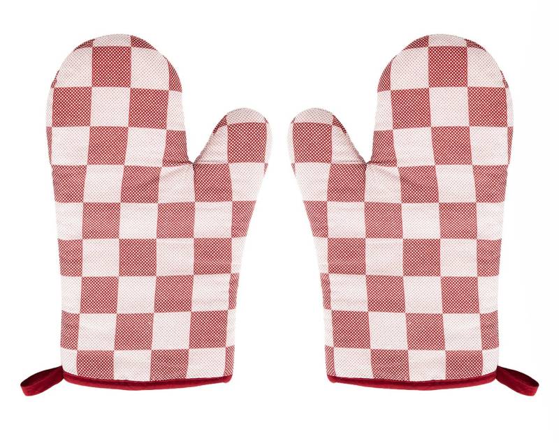 HIT Trading Topfhandschuhe TOPFHANDSCHUHE 1 Paar Karo aus 100% Baumwolle Ofenhandschuh 62 (Rot), Grillhandschuh Küchenhandschuh von HIT Trading