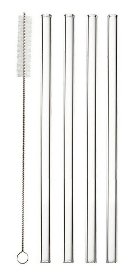 HIT Trading Trinkhalme 4x GLASS TRINKHALME 20cm wiederverwendbare Strohhalme 12, (4-tlg), mit Reinigungsbürste von HIT Trading