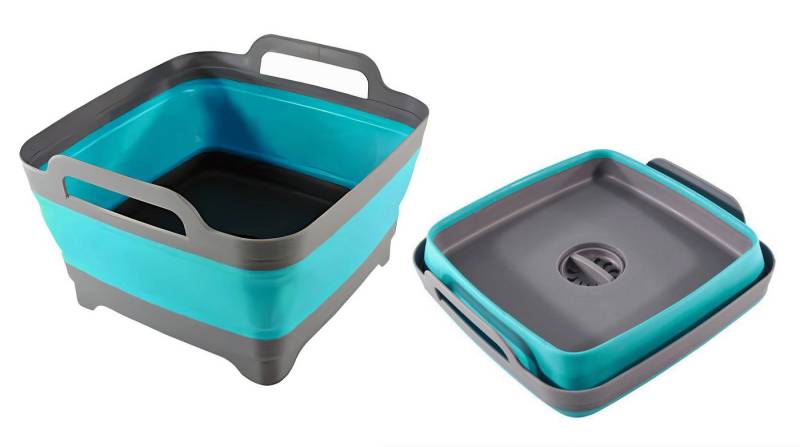 HIT Trading Waschschüssel SPÜLSCHÜSSEL 10L faltbar 30x30cm platzsparend Waschbecken 5 (Grün), Faltschüssel Waschschüssel Campingschüssel Camping Spül Korb von HIT Trading
