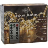 HIT - Außen Draht Lichterkette warm weiß - 60 led / 600 cm - Leuchtdraht mit Timer und Dimmer Funktion Fernbedienung Batterie betrieben HIT - Außen Draht Lichterkette warm weiß - 60 led / 600 cm - Leuchtdraht mit Timer und Dimmer Funktion Fernbedienung Batterie betrieben von HIT
