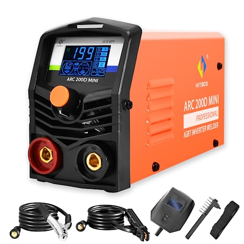 HITBOX ARC200D MINI - 2 In 1 Schweissgerät Kompakt Elektro Schweißgerät Mit LCD SYN Digitalanzeige Inverter Schweissgerät MMA E-Hand/Lift TIG/Hot Start/Arc Force/VAD/Schutzschild von HITBOX