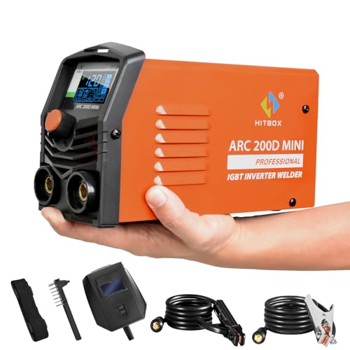 HITBOX ARC200D MINI - 2 In 1 Schweissgerät Kompakt Elektro Schweißgerät Mit LCD SYN Digitalanzeige Inverter Schweissgerät MMA E-Hand/Lift TIG/Hot Start/Arc Force/VAD/Schutzschild von HITBOX