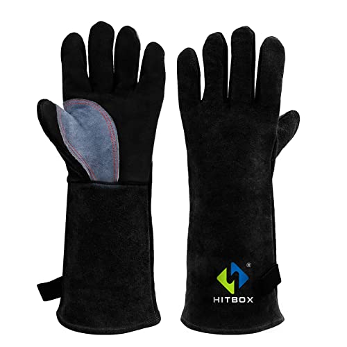 HITBOX Grillhandschuhe 14‘’ 932 ° F Schweißhandschuhe von Rindleder geeignet für Arc Tig Mig Schweißen und Ofenhandschuhe/Backhandschuh/Hitzebeständig/Anti Tierbiss Arbeitshandschuhe HITBOX Grillhandschuhe 14‘’ 932 ° F Schweißhandschuhe von Rindleder geeignet für Arc Tig Mig Schweißen und Ofenhandschuhe/Backhandschuh/Hitzebeständig/Anti Tierbiss Arbeitshandschuhe von HITBOX