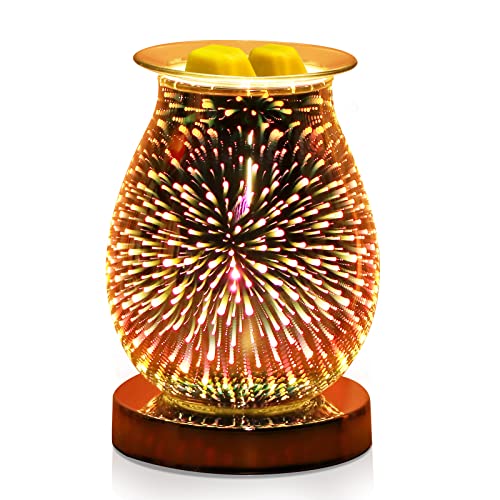 YUNYODA Elektrische Duftlampe aus Glas, Duftwachs 3D Feuerwerk Aromalampe, Touch-Steuerung Nachtlicht, Dekoration für Zuhause Büro Schlafzimmer Wohnzimmer Geschenke von YUNYODA