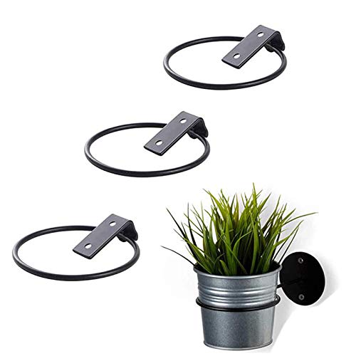 HITECHLIFE Klapp Ring Blumentopf Rack, Topf Tabletts 3pcs Wand Montiert Blumentopf Tabletts,schmiedeeiserne Wandklappblumentablett Metall Topf Ring Halter Blume Pflanzer Tablett Stehen - Schwarz von HITECHLIFE
