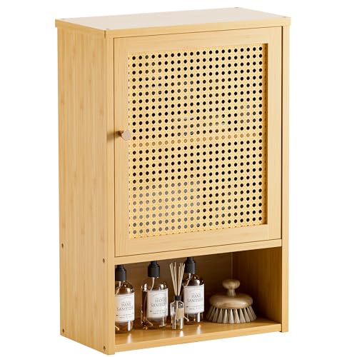 HITNET Badezimmer-Wandschrank mit Rattantür (Natur) von HITNET
