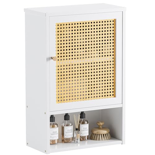 HITNET Badezimmer-Wandschrank mit Rattantür (Weiß) von HITNET