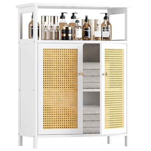 HITNET Badezimmerschrank mit 2 Rattantüren (Weiß) von HITNET