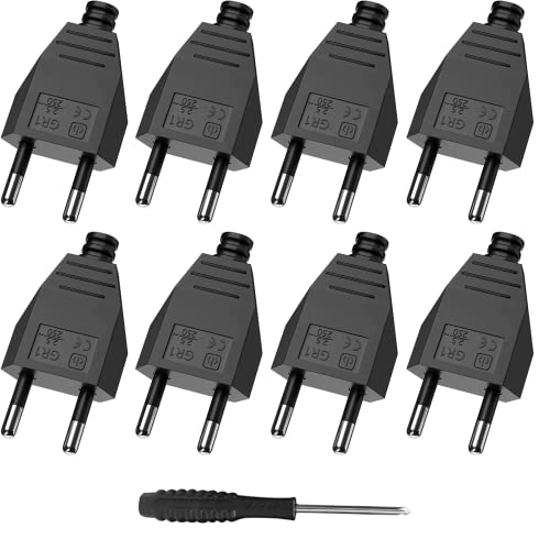 Eurostecker Flach, Euro Flachstecker, Stromstecker Flach (220V, 2.5A), Schwarz - 8 Stücke von HITRENDS