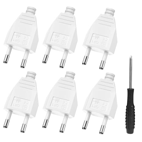 Eurostecker Flach, Euro Flachstecker, Stromstecker Flach (220V, 2.5A), Weiß - 6 Stücke von HITRENDS