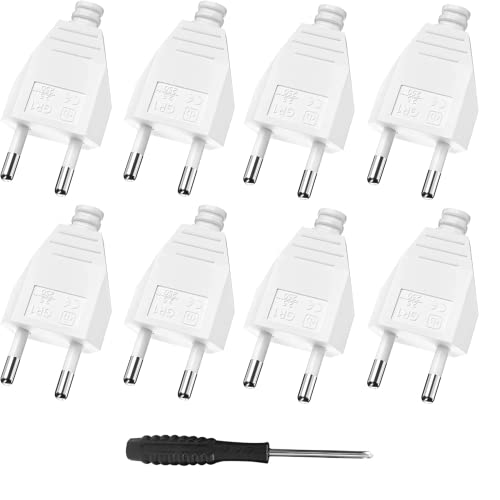 Eurostecker Flach, Euro Flachstecker, Stromstecker Flach (220V, 2.5A), Weiß - 8 Stücke von HITRENDS