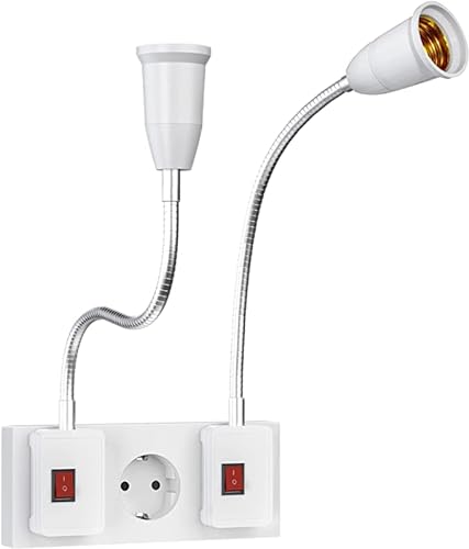HITRENDS 2 Stück E27 Lampenfassung mit Schalter und 40cm Flexiblem Kabel für LED (E26/E27 Glühbirnen), AC 230V Küchenlampe, Leselampe, Wandleuchte, ohne Glühbirne (40cm) von HITRENDS