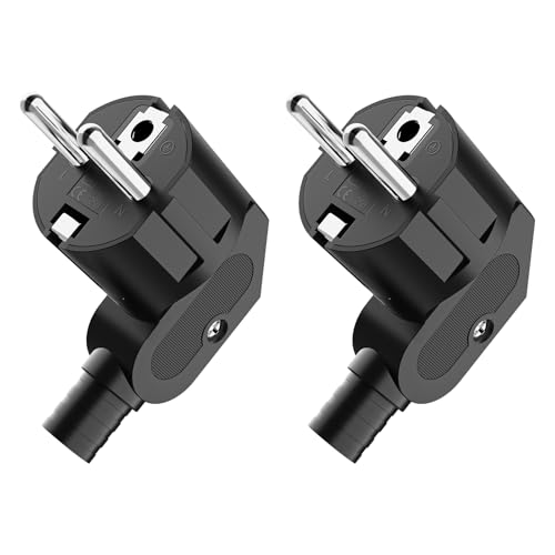 Schuko Stecker, Stecker 250V, Stromstecker mit Zugentlastung, Schutzkontakt-Stecker mit Knickschutztülle, Spritzwassergeschützt und Langlebig, IP44, Bruchfest, Schwarz - 2 Stücke Schuko Stecker, Stecker 250V, Stromstecker mit Zugentlastung, Schutzkontakt-Stecker mit Knickschutztülle, Spritzwassergeschützt und Langlebig, IP44, Bruchfest, Schwarz - 2 Stücke von HITRENDS