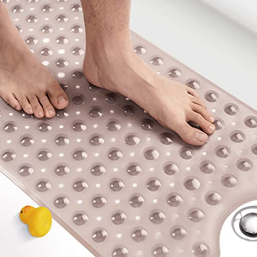 HITSLAM Badewannenmatte rutschfest, 101 x 40cm Extra Lange Antirutschmatte Badewanne, Duschmatte rutschfest BPA Frei, Schimmelresistent & Maschinenwaschbar Badematte, Grau von HITSLAM