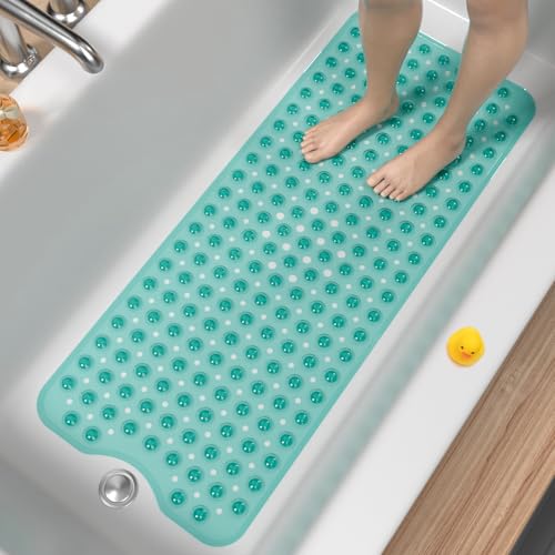 HITSLAM Badewannenmatte rutschfest, 101 x 40cm Extra Lange Antirutschmatte Badewanne, Duschmatte rutschfest BPA Frei, Schimmelresistent & Maschinenwaschbar Badematte, Grün von HITSLAM