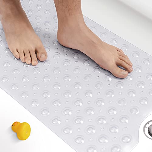 HITSLAM Badewannenmatte rutschfest, 101 x 40cm Extra Lange Antirutschmatte Badewanne, Duschmatte rutschfest BPA Frei, Schimmelresistent & Maschinenwaschbar Badematte, Transparent von HITSLAM