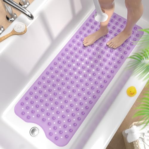 HITSLAM Badewannenmatte rutschfest, 101 x 40cm Extra Lange Antirutschmatte Badewanne, Duschmatte rutschfest BPA Frei, Schimmelresistent & Maschinenwaschbar Badematte, Violett von HITSLAM