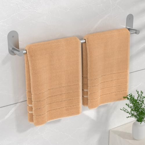 HITSLAM Handtuchhalter Bad ohne Bohren Silber 60 cm, Badezimmer Handtuchhalter Edelstahl SUS304 Handtuchstange Wandmontage, Moderne Badetuchhalter Handtuchhalter Selbstklebend, Zwei Installationen von HITSLAM