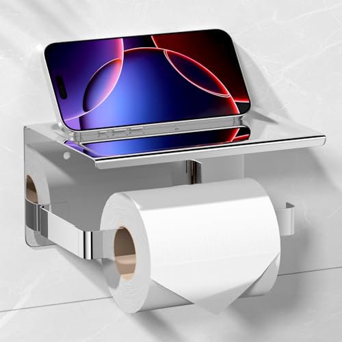 HITSLAM Toilettenpapierhalter Ohne Bohren Chrom, Edelstahl Klopapierhalter mit Ablage, Selbstklebend Klorollenhalter Wandmontage, wc Papier Halterung Rollenhalter für Badzimmer Badaccessoires HITSLAM Toilettenpapierhalter Ohne Bohren Chrom, Edelstahl Klopapierhalter mit Ablage, Selbstklebend Klorollenhalter Wandmontage, wc Papier Halterung Rollenhalter für Badzimmer Badaccessoires von HITSLAM